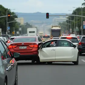 Carro colide contra poste e deixa trânsito lento na Avenida Leste